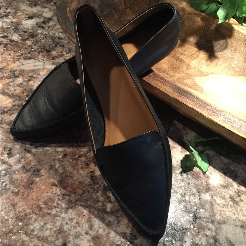 J Crew pointed toe flats in leather